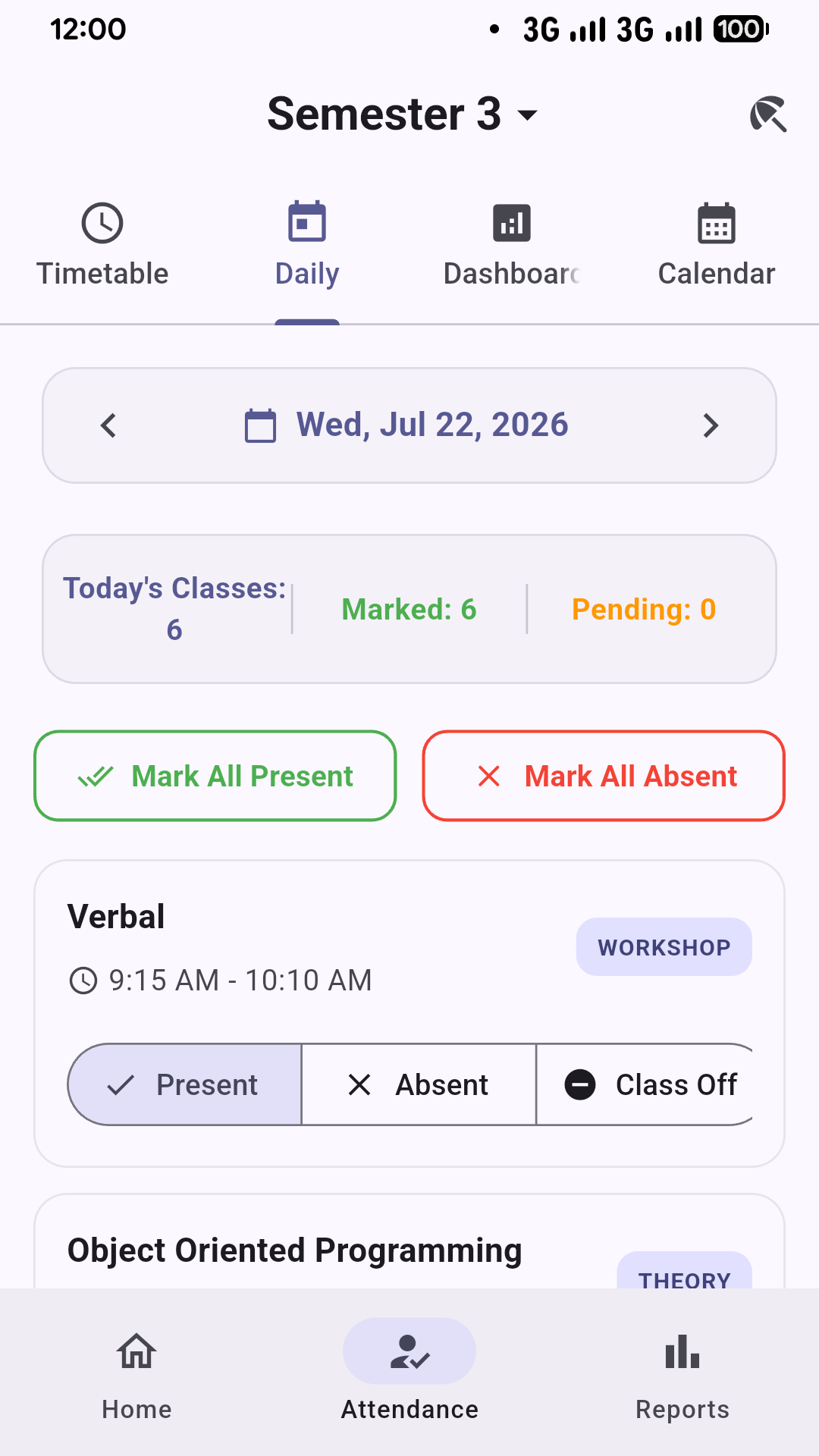 MyGradePilot Daily Attendance